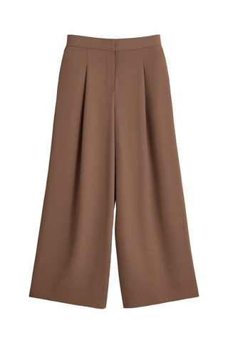 Pantaloni wide legs a vita alta - Marrone