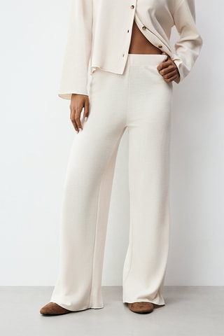 Pantaloni wide legs a vita alta - Ecrù