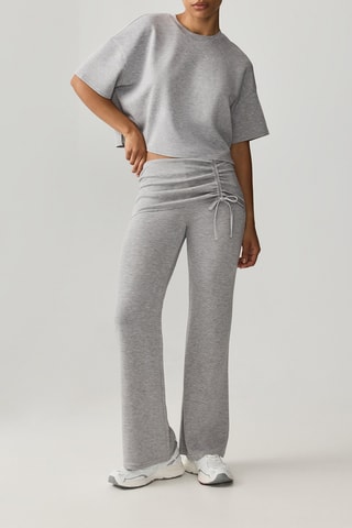 Pantaloni a vita alta - Grigio chiaro melange