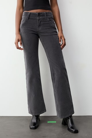 Pantaloni flare in velluto a vita alta - Antracite