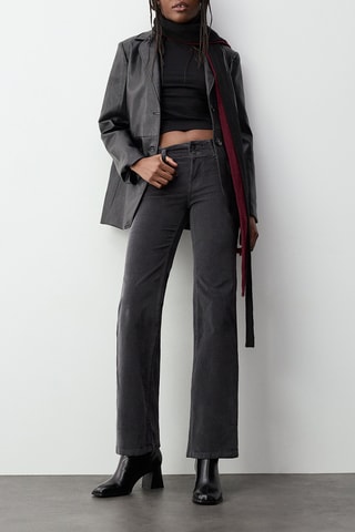 Pantaloni flare in velluto a vita alta - Antracite