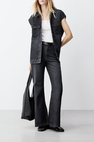 Jeans bootcut a vita alta - Nero