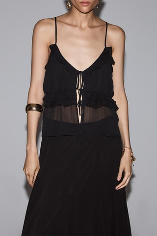 Top con volant - Nero