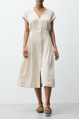 Abito midi in lino - Beige