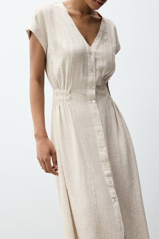Abito midi in lino - Beige