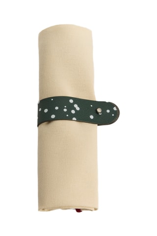 4 porte-serviettes en cuir - Vert foncé