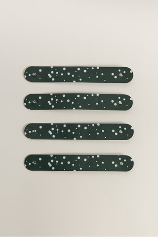 4 porte-serviettes en cuir - Vert foncé