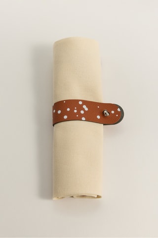 4 porte-serviettes en cuir - Orange