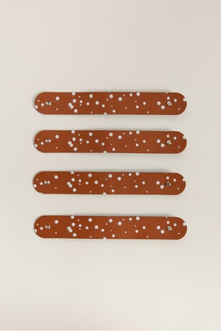 4 porte-serviettes en cuir - Orange