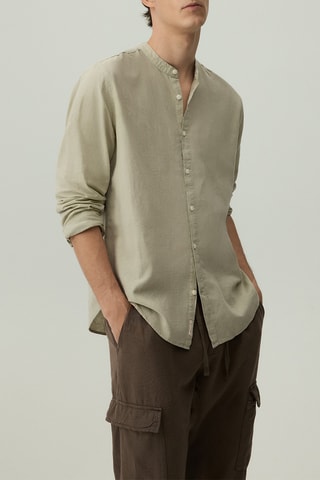 Camicia in lino - Verde oliva