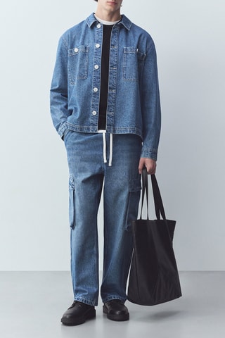 Sovracamicia in jeans - Celeste