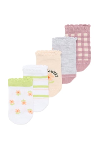 5 paia di calze - Rosa antico e bianco