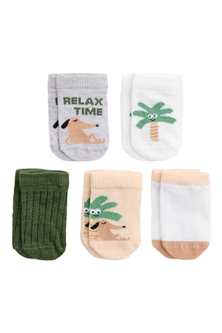 5 paia di calze - Grigio e verde