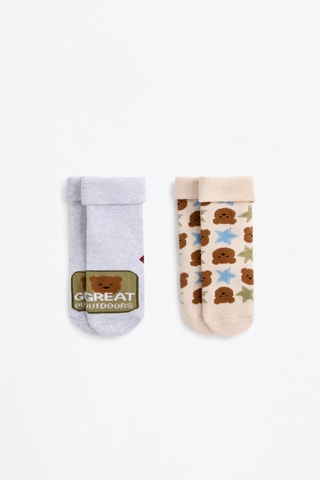 2 paia di calze - Grigio e beige