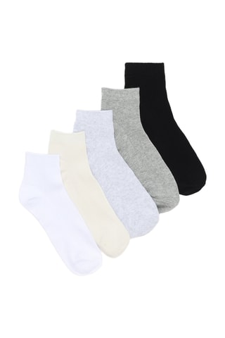 5 paia di calze - Bianco, nero e grigio melange
