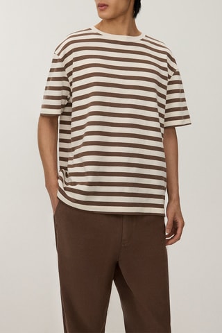 T-shirt - Ecrù e marrone