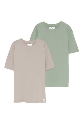 2 t-shirt - Taupe e verde chiaro