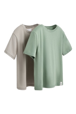 2 t-shirt - Taupe e verde chiaro