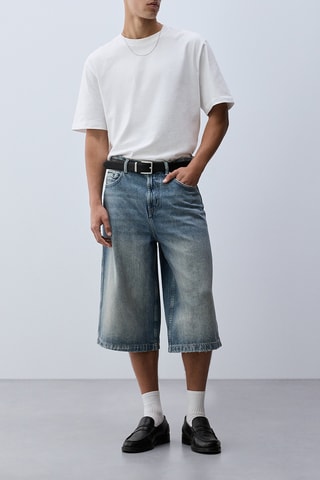 Bermuda baggy in jeans - Celeste