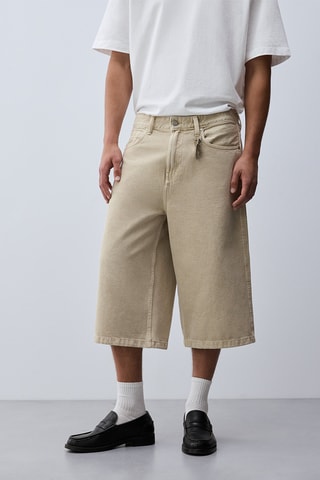 Bermuda baggy in jeans - Beige