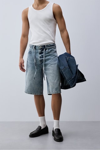 Bermuda baggy in jeans - Celeste