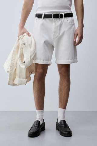 Bermuda straight in jeans - Bianco