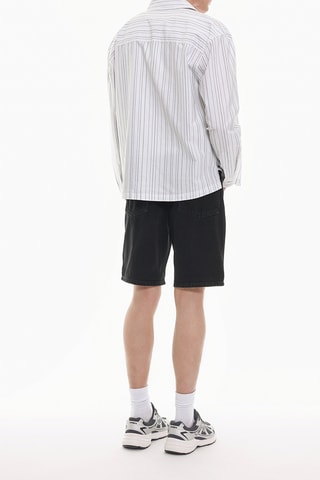 Bermuda straight in jeans - Nero