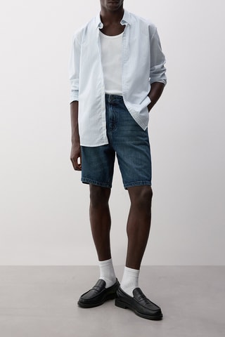 Bermuda relaxed in jeans - Blu
