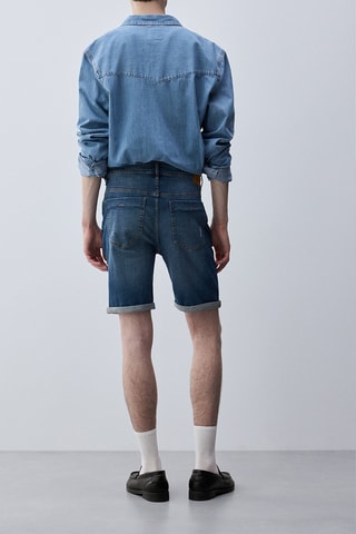 Bermuda skinny in jeans - Blu