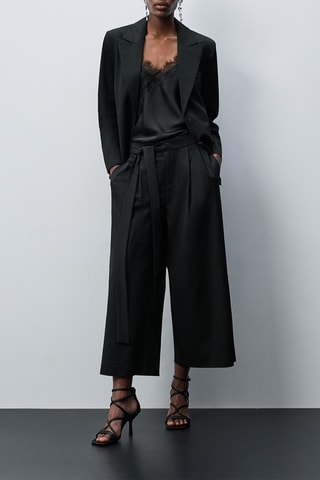 Pantaloni culotte a vita alta - Nero