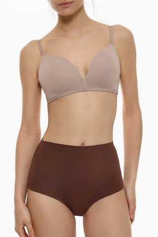 Reggiseno e slip a vita alta - Taupe e bordeaux