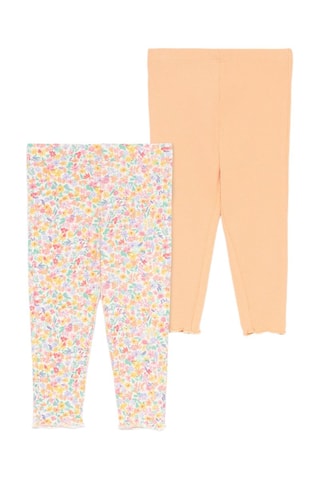 2 leggings - Corallo e bianco