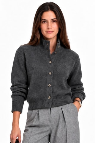 Cardigan oversize in lana - Grigio