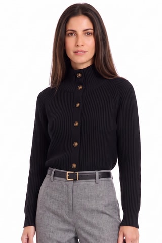 Cardigan oversize in lana - Nero