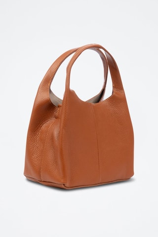 Leren Handtas en Clutch Barasso - Beige en bruin
