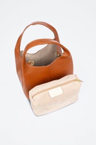 Leren Handtas en Clutch Barasso - Beige en bruin