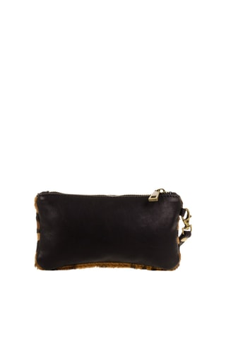 Leren Clutch Camel en Zwart - Bruin