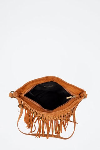 Nubuck Schoudertas Avise - Bruin en zilverkleurig