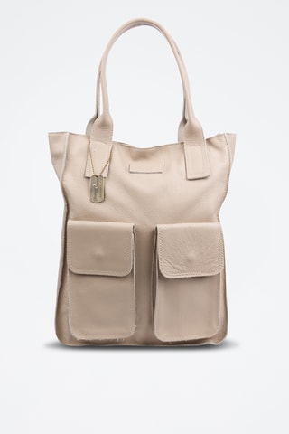 Leren Shopper - Taupe