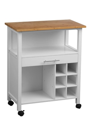Mueble auxiliar de 1 cajón - Blanco y natural
