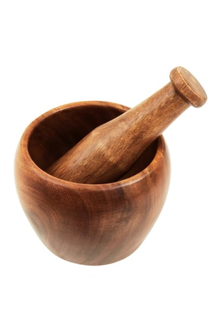 Mortero y maja de madera