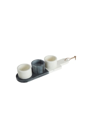3 boles de presentación de gres con bandeja Condiment - 38 x 10 x 7 cm