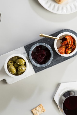 3 boles de presentación de gres con bandeja Condiment - 38 x 10 x 7 cm