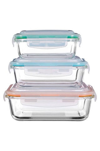3 contenitori salvafreschezza in vetro borosilicato con coperchio in silicone - 37 cl, 64 cl e 1 l