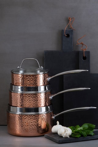 Cazo de acero inoxidable con revestimiento de cobre - 2,2 l
