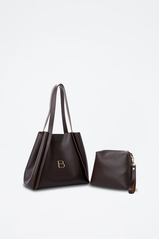 Sac porté épaule et pochette - Marron