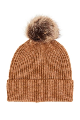 Berretto con pompon - Cammello