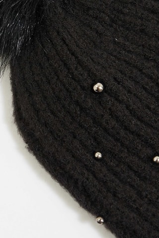 Berretto con pompon - Nero