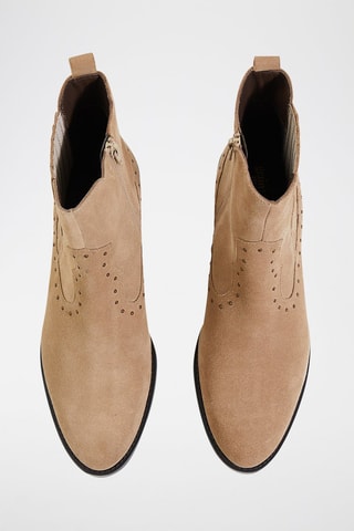 Stivaletti in crosta di pelle - Beige