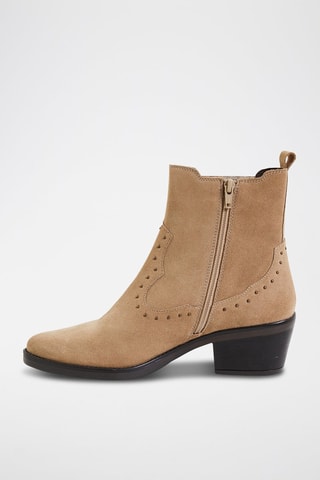 Stivaletti in crosta di pelle - Beige